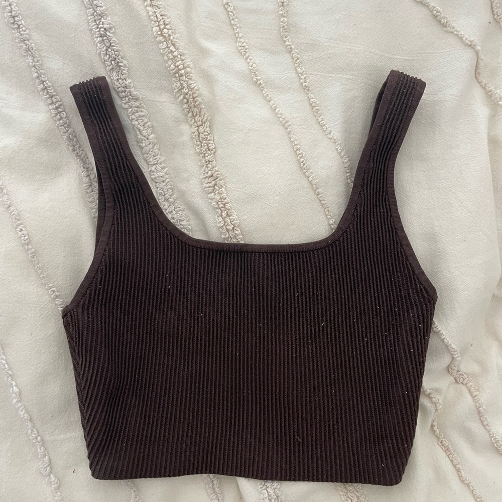 Women's Babaton Aritzia Brown Ribbed Tank Top